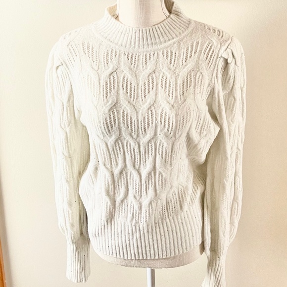 Express White Sequin Metallic Sweater - Picture 1 of 4